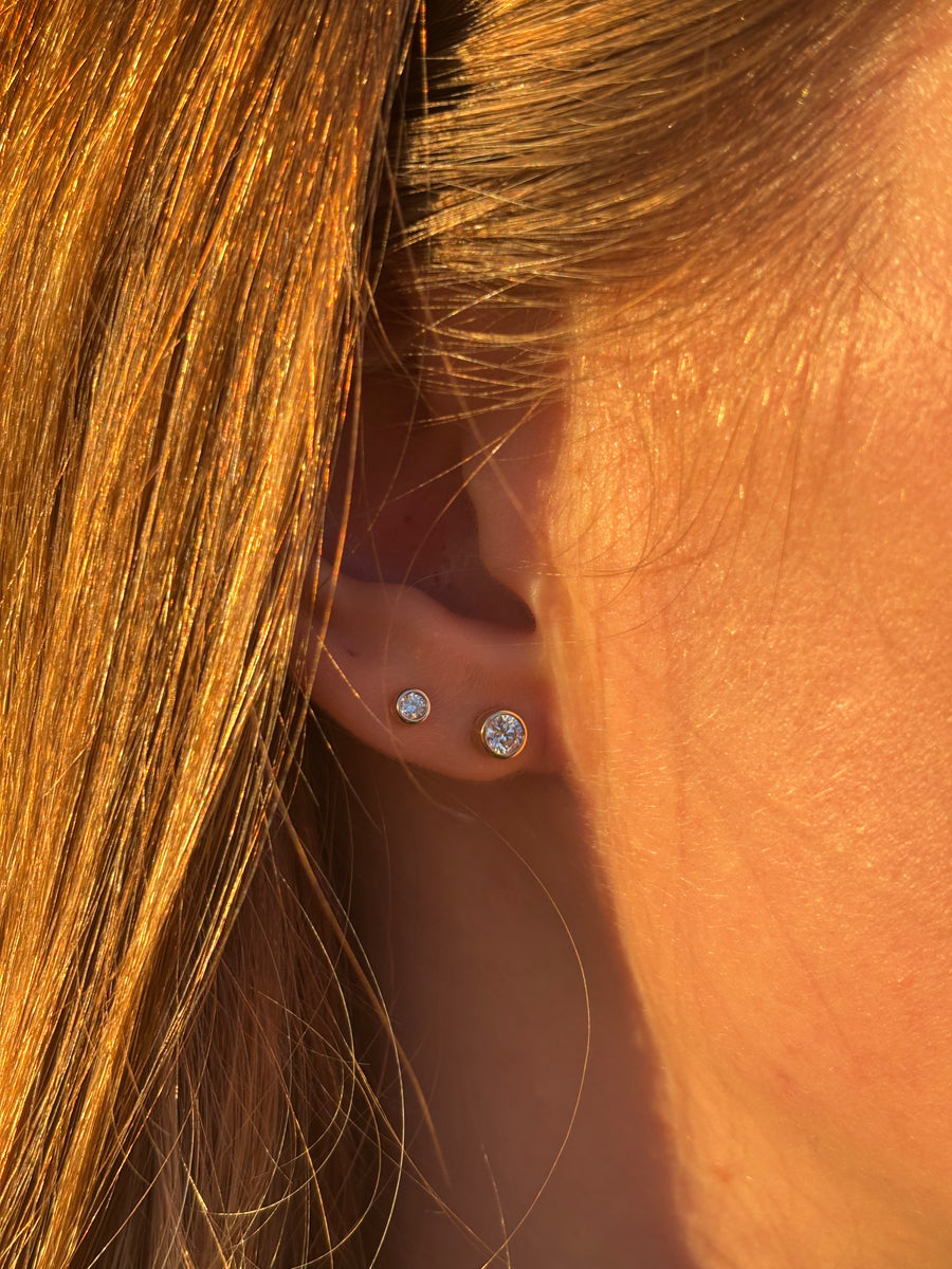 Diamant Ørestikker Rørfatning / Bezel (Naturlig Diamant)