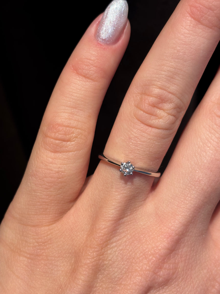 Diamantring, 18Kt Hvidguld, 0.19ct Diamant, str. 52