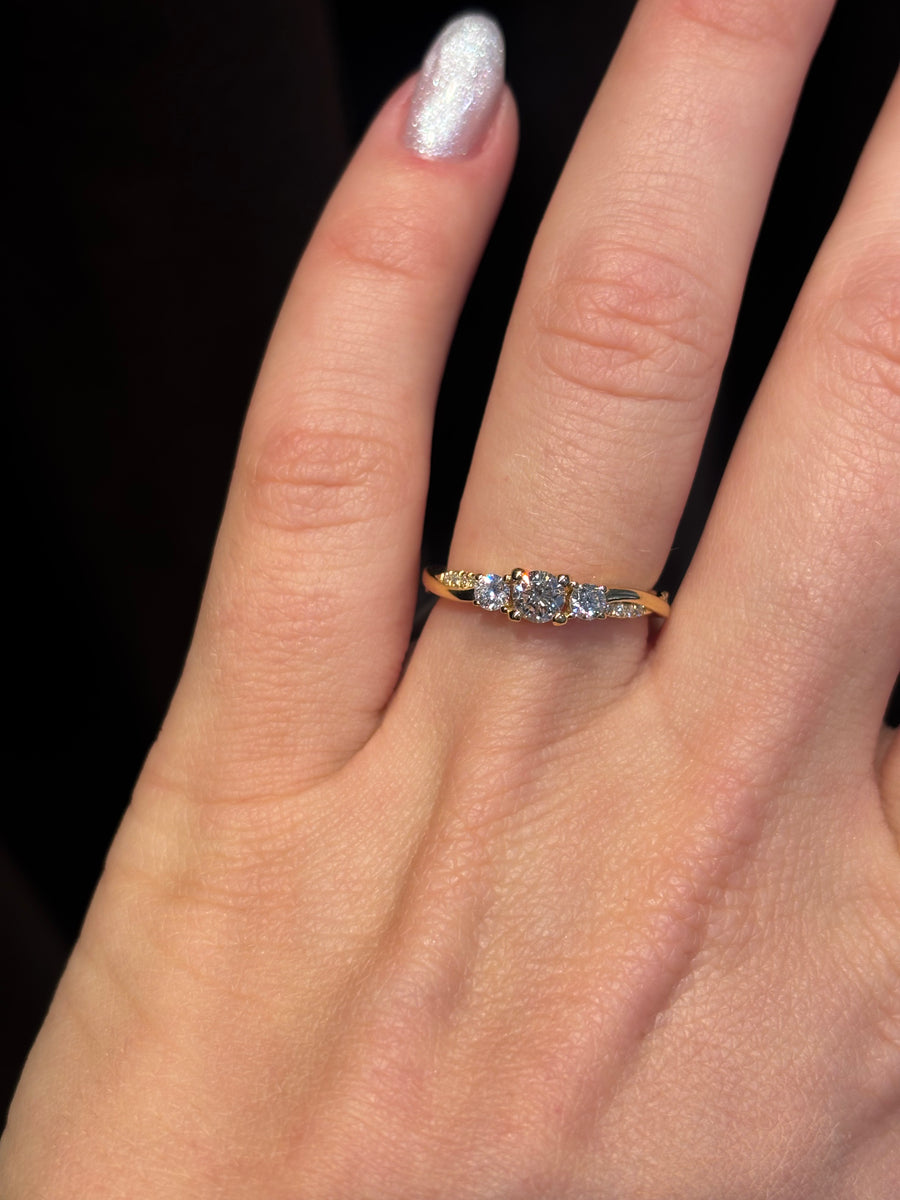 Molly diamantring, 18Kt Guld, 0.25ct+0.27ct Diamant, str. 54