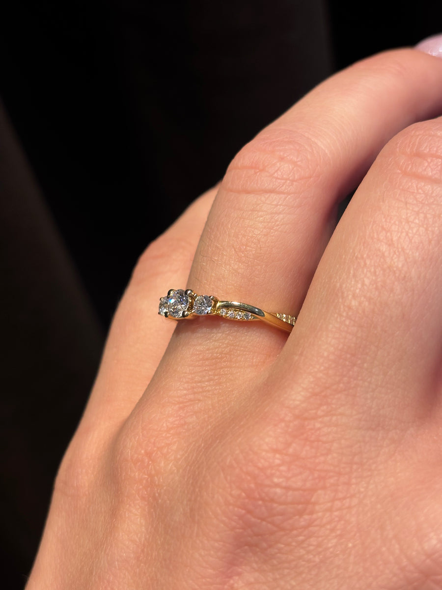 Molly diamantring, 18Kt Guld, 0.25ct+0.27ct Diamant, str. 54