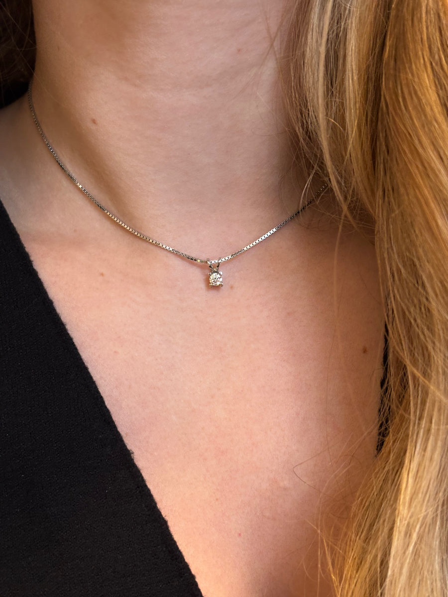 Solitaire Diamant Vedhæng, 14Kt Hvidguld, 0.25ct G VS Diamant