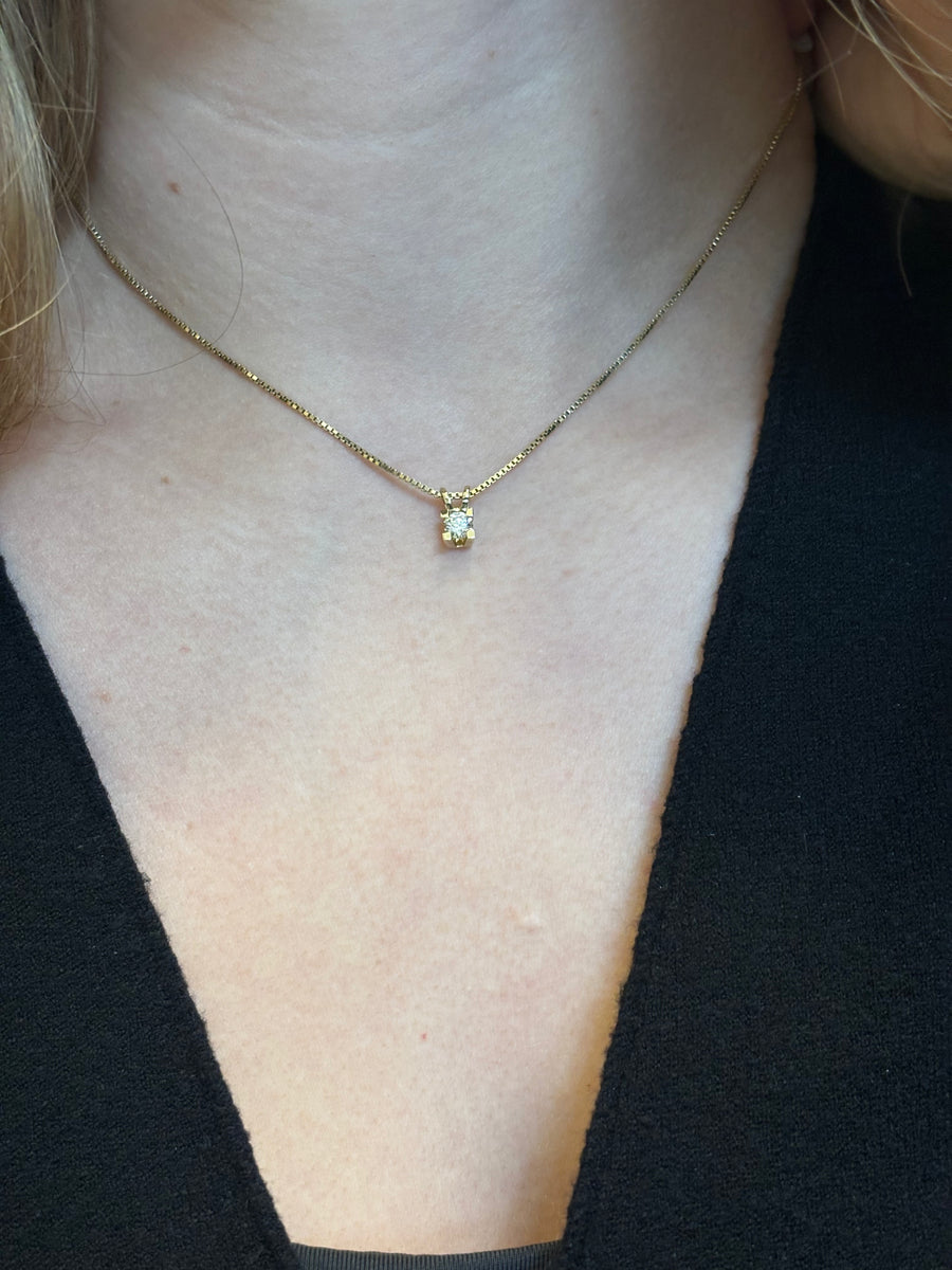 Solitaire Diamant Vedhæng, 14Kt Guld, 0.35ct G VS Diamant
