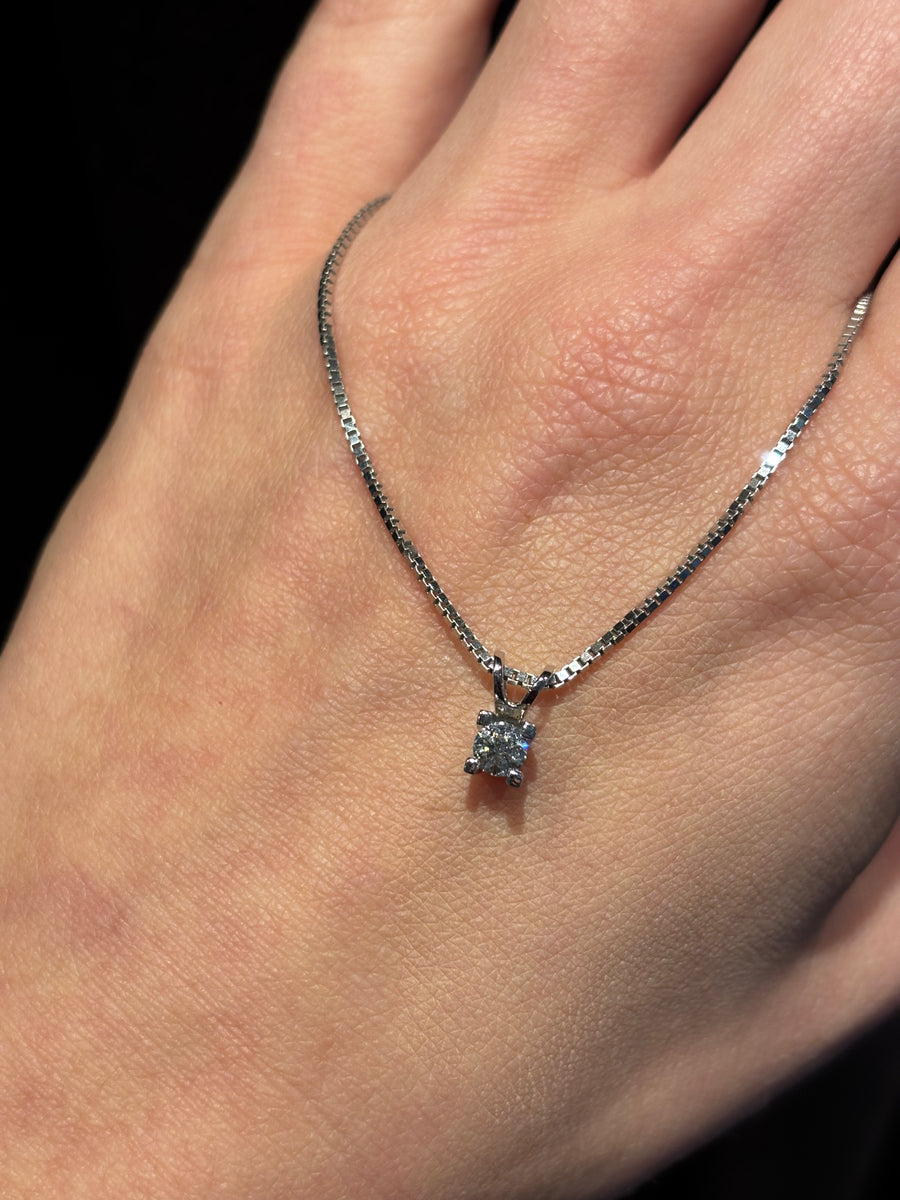 Solitaire Diamant Vedhæng, 14Kt Hvidguld, 0.25ct G VS Diamant