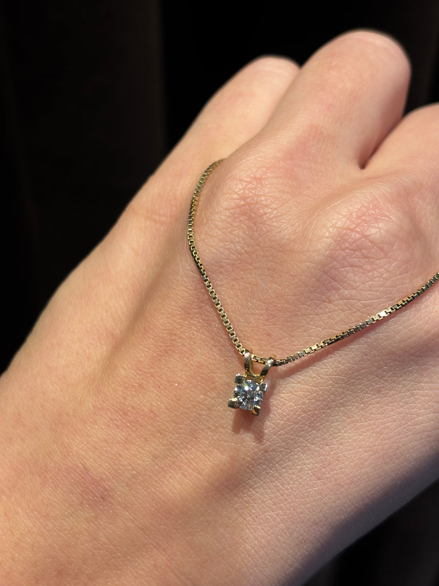 Solitaire Diamant Vedhæng, 14Kt Guld, 0.35ct G VS Diamant