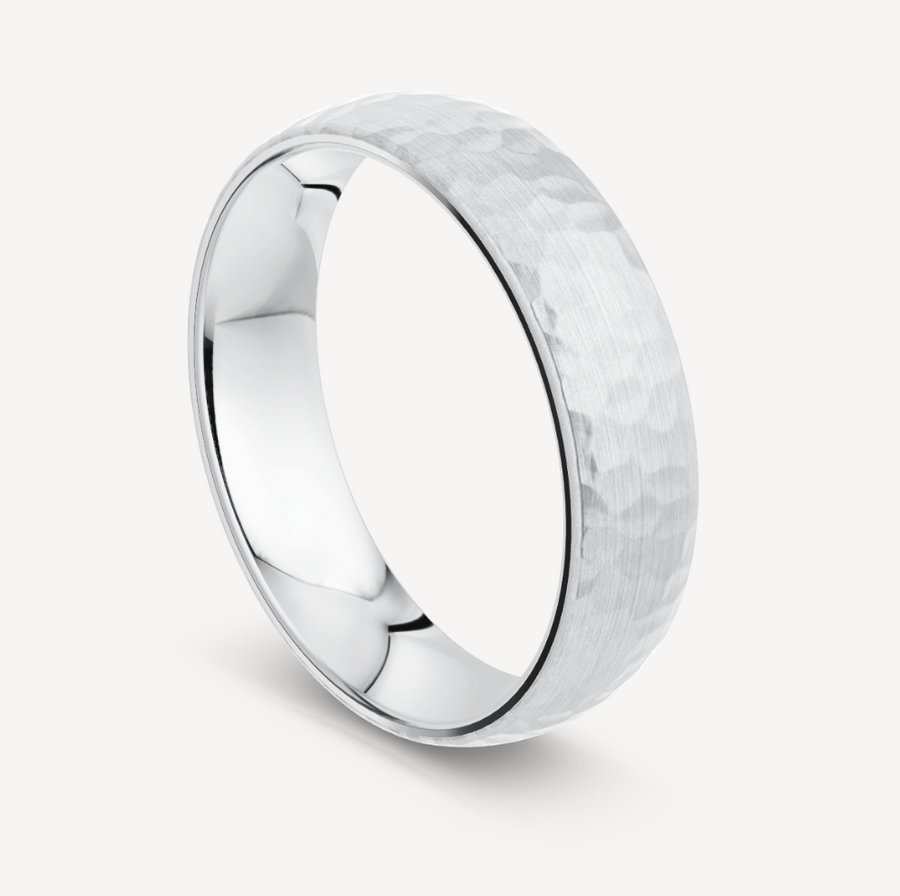 Sølv vielsesring afrundet profil hamret (3-5mm)