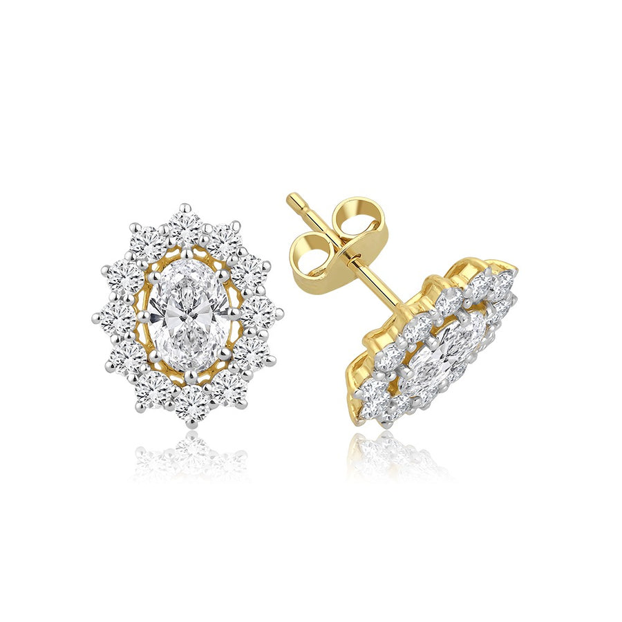 Gaia Oval Diamant Ørestikker (Naturlig Diamant)